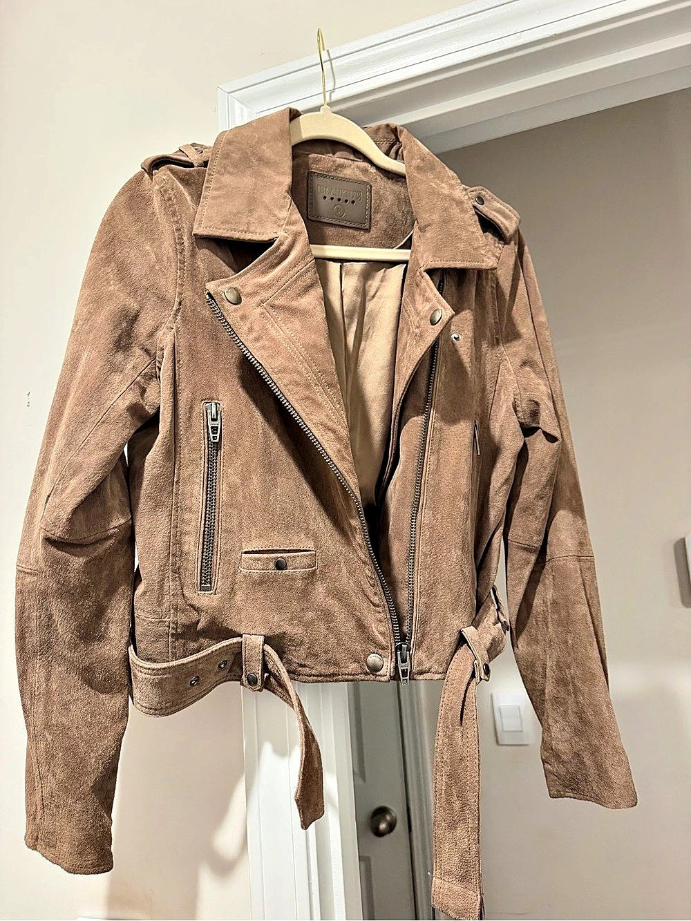 Blank NYC Suede Moto Jacket in Brown Size Medium Like New